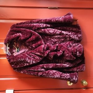 dennis by dennis basso faux fur coat LARGE